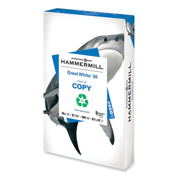 Hammermill® Great White 30 Recycled Print Paper, 92 Bright, 20lb, 8.5 X 14, White, 500-ream freeshipping - TVN Wholesale